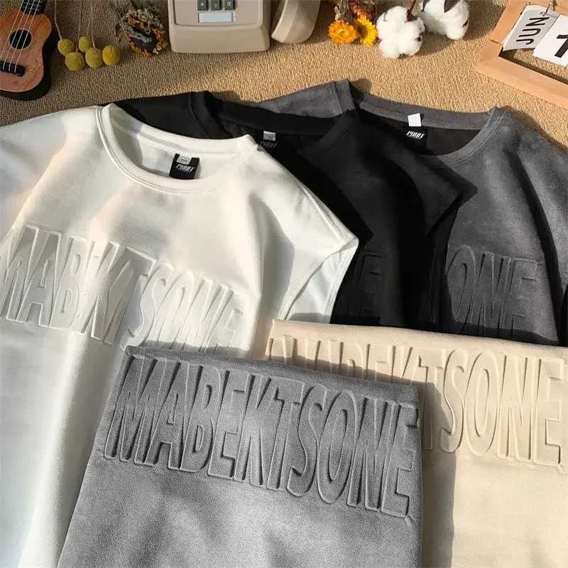 2024 Heavy suede vest men summer high end feeling ins ruffian handsome casual loose sports sleeveless T-shirt mens clothingT250318