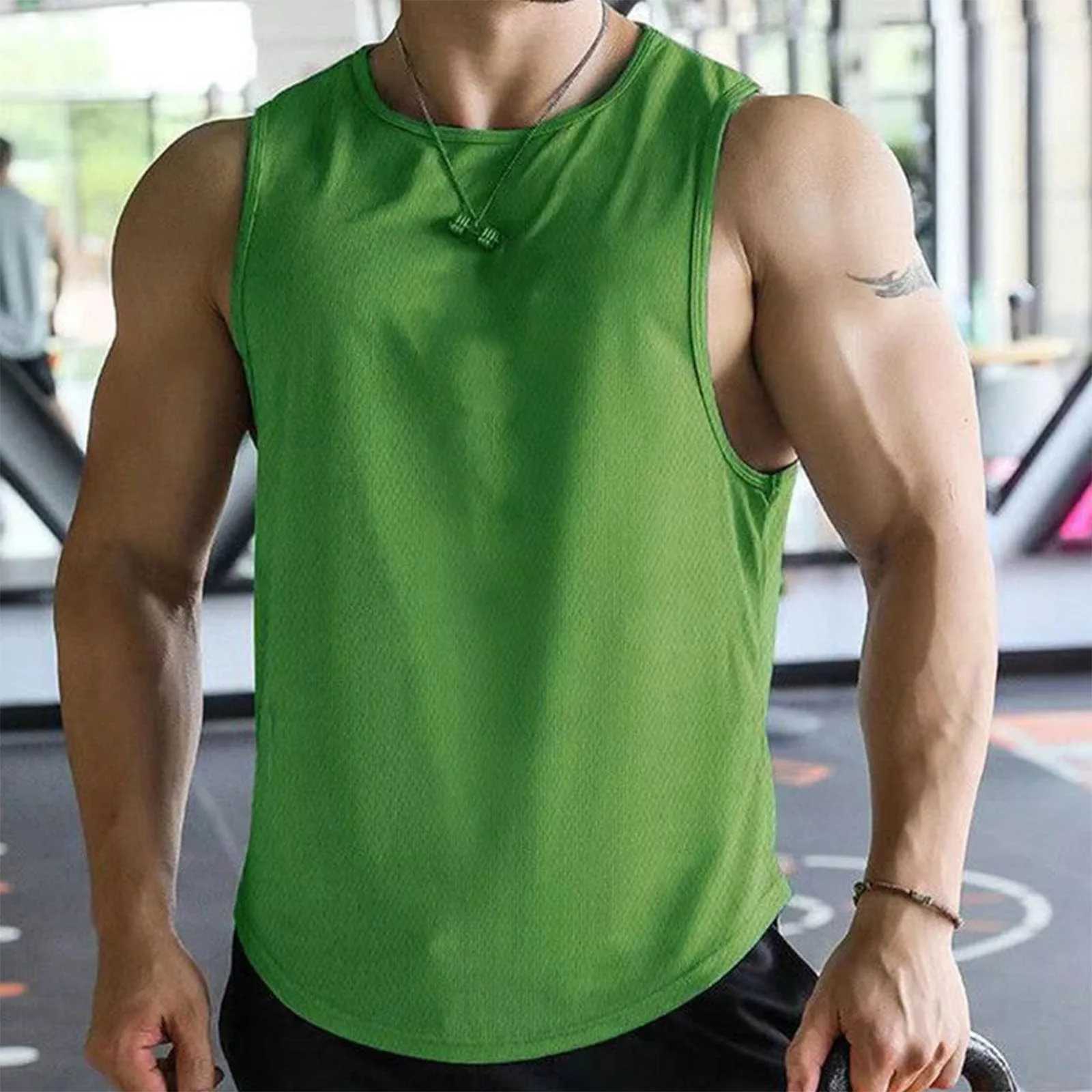 Summer Mens Sports Training Vest Fitness Basketball Sleeveless Shirt Exercise Mesh Quick Dry Running Gym Fitness Men Tank TopT250318