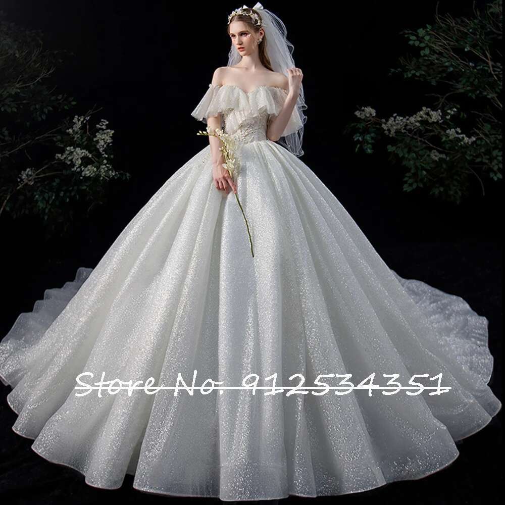 Beading beads of mariee robe backless shiny hochzeitskleid wedding dresses neck dress