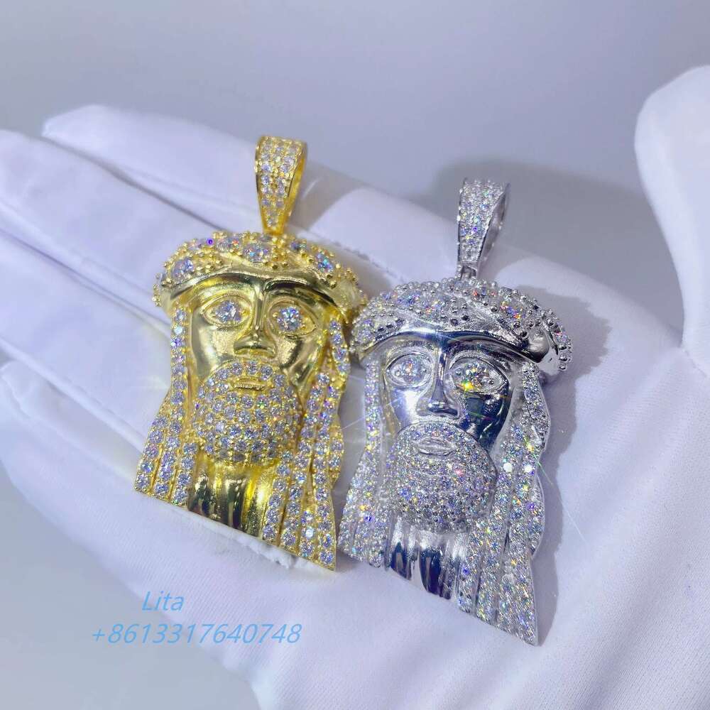 Fine Jewelry Sterg Sier Iced Out Dia VVS Moissanite Hip Hop Fashion Jesus Pendant