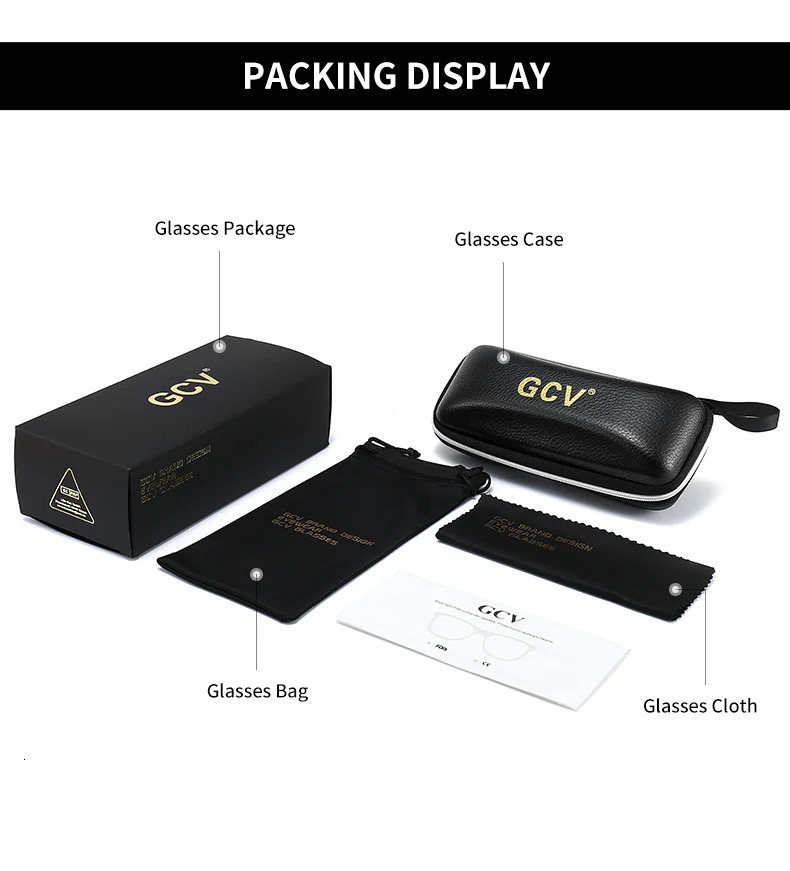 GCV unisex square minimalist fashionable acrylic metal eyeglass frame anti blue glasses 250303