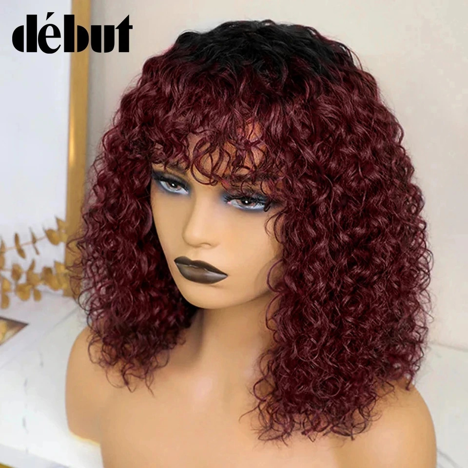 Jerry Curly Short Pixie Bob Cut Human Hair Wigs With Bangs For Women Wear To Go Peruvian Highlight Honey Water Wave Wigs 250306