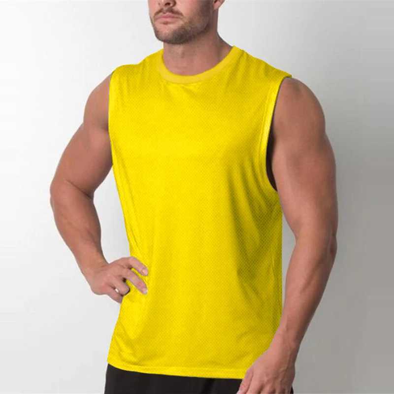 Men Quick Dry Bodybuilding Stringer Singlets Mesh Sleeveless Blank T Shirt Fitness Breathable VestT250318