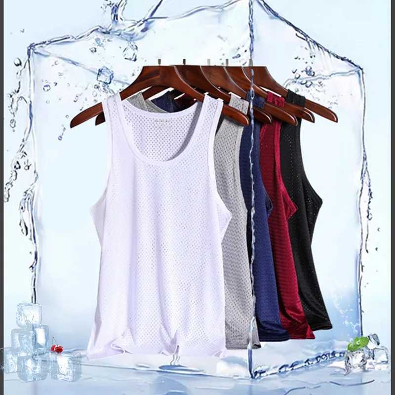 Summer Fitness Sports Tank Top 2024 Mens Sleeveless Shirt Male Mesh Breathable Vest Quick Drying Gyms Running T ShirtsT250318