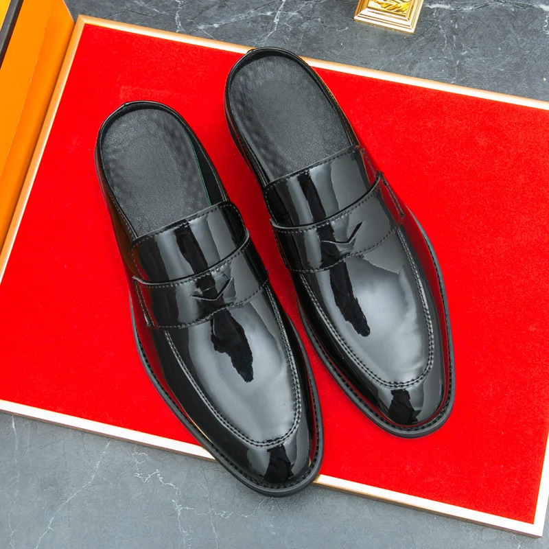 High Quality Mens Red Black Green Sandals Half Sequin Shoes For Men Mules Casual Shoes Penny Loafter Loafers Slippers 250306