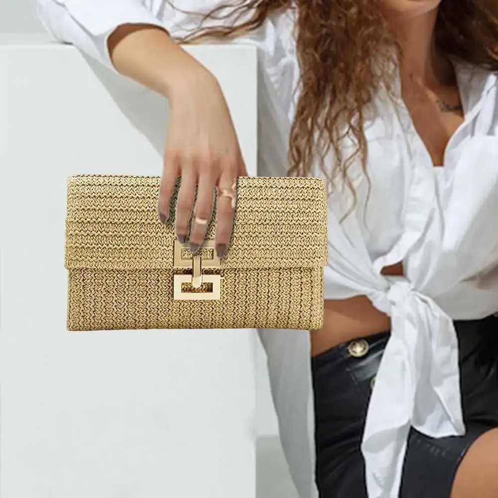 Women Straw Woven Handbag Versatile Crochet Tote Purse Fashion Elegant Clutch Bag For Women Summer Beach Bag Party Evening BagsC250307