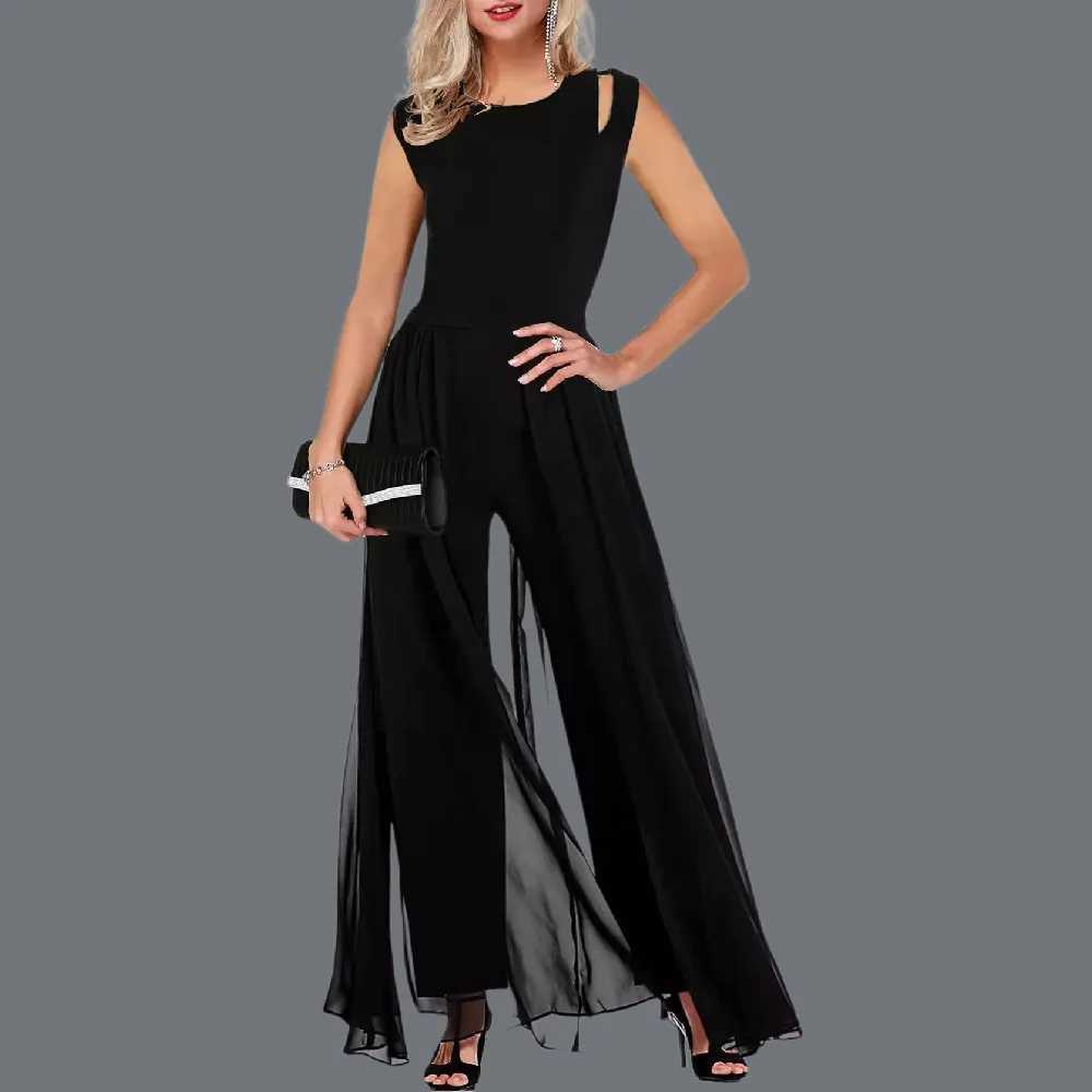 Womens summer long jumpsuit 2023 slim fit round neck velvet free hollow milk silk solid color jumpsuit for women Vestdos YML2022417XJ250307