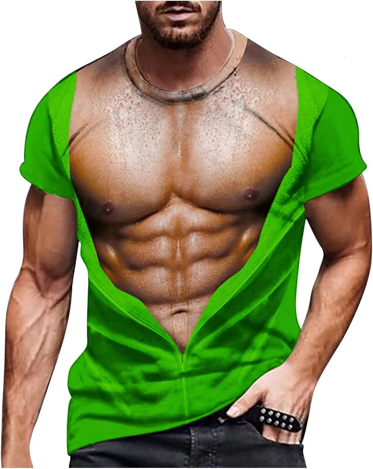 Mens T shirt Mens Funny T Shirts Summer Casual Short Sleeve Crewneck 3D Fake Abs Print Tees Muscle Tshirts Novelty Ugly tee Casual tops summer clothes