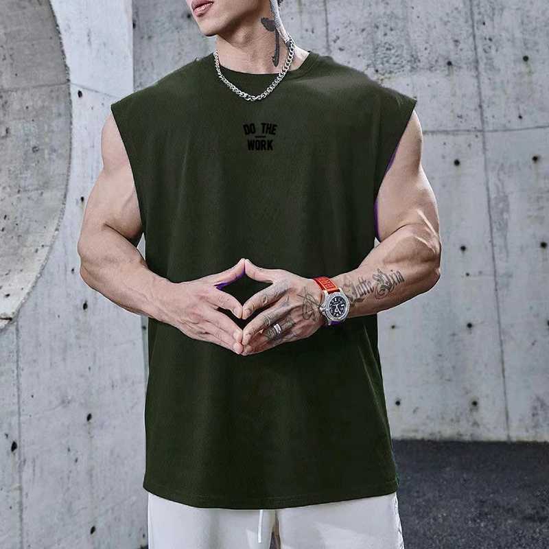 Mens Summer Quickly-dry Tank Top Breathable Casual Loose Fitness Sports Sleeveless Shirt Bodybuilding Printed UndershirtT250318