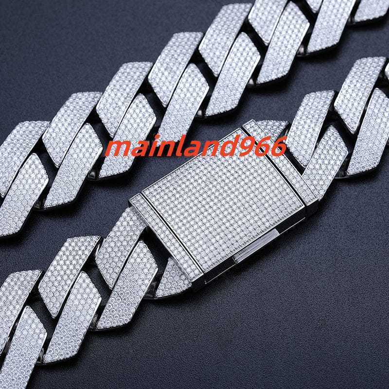 Best Quality 27mm Moissanite Diamond Cuban Link Chain Sparkling Fully Iced for Gift Engagement Anniversary Unisex Claw Setting