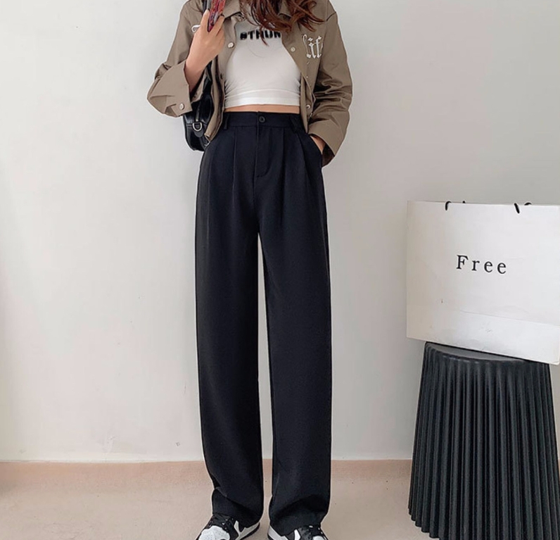 Wide leg pants for women in autumn and winter 2024 with a high waist and drooping feeling dragging the floor to show off weightS traightl egp antsa re - view 3