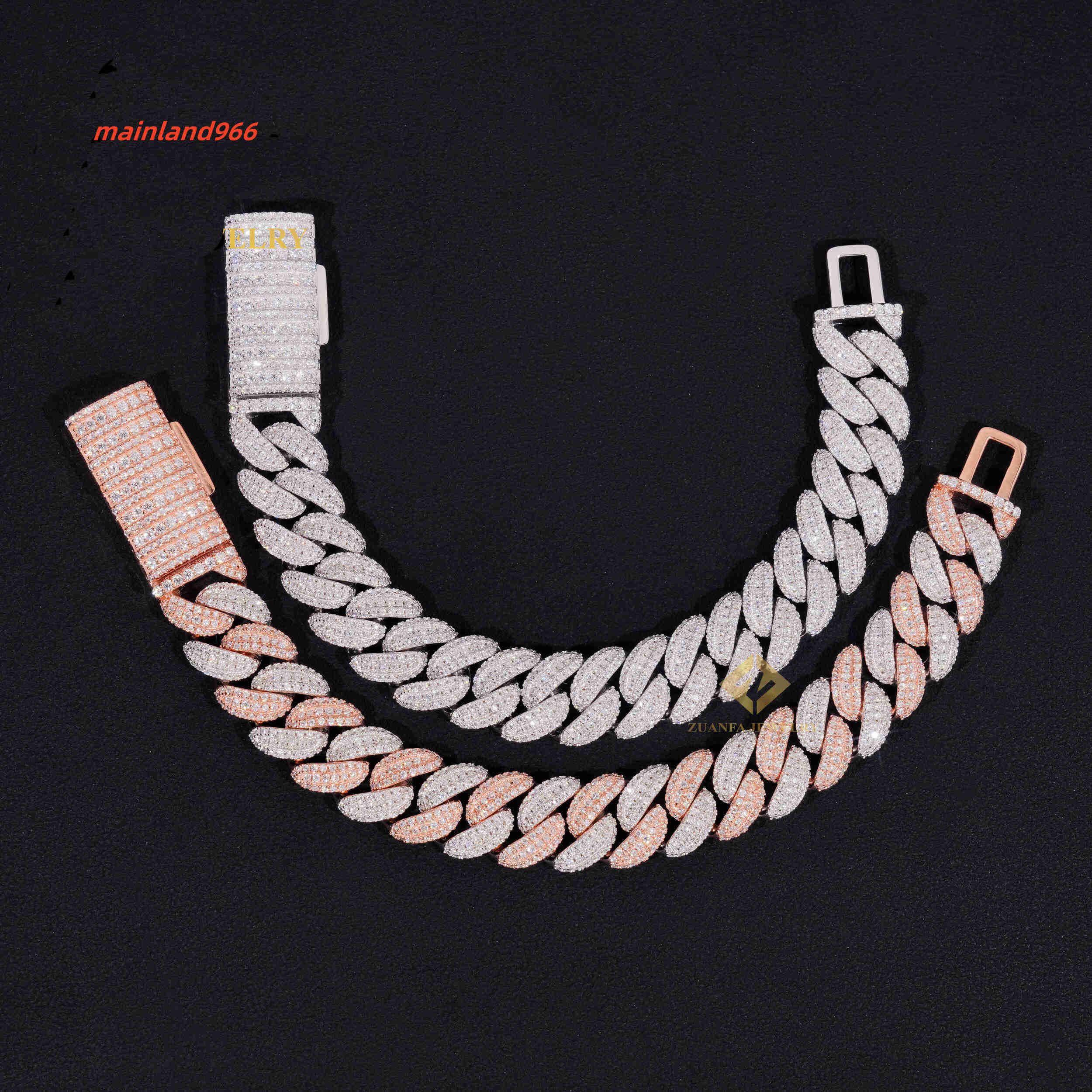 13MM VVS Iced Out Moissanite Pass Diamond Test 925 Silver Gold Plated Hip Hop Cuban Link Chain Necklace Fine Jewelry Men