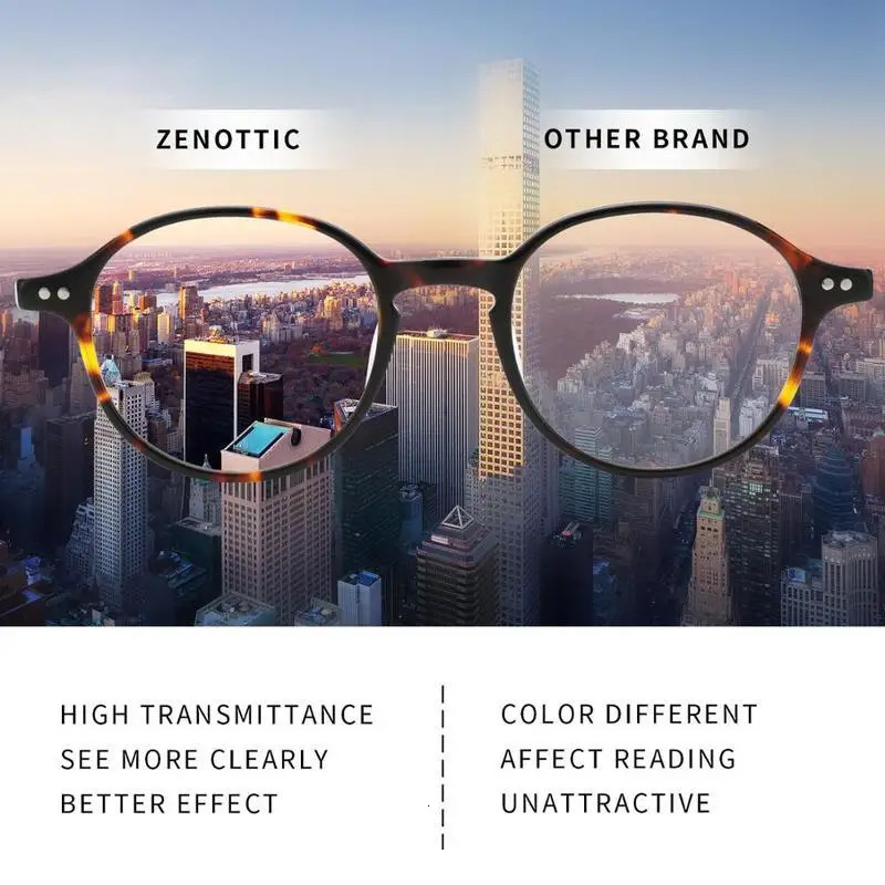 ZENOTTICXS Size Retro Acetate Anti Blue Light Blocking Glasses Round Optical Frame Eyewear Fashio Computer Eyeglasses Unisex 250303