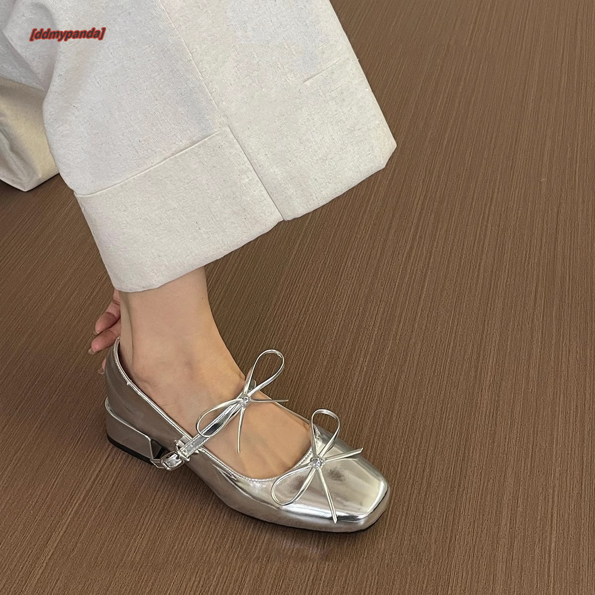 2025 Spring and Autumn New Simple Fashion Single Thick Heel Square Head Mary Jane Shoes, Bow Trendy Small Leather Shoes for Women #ddmypanda