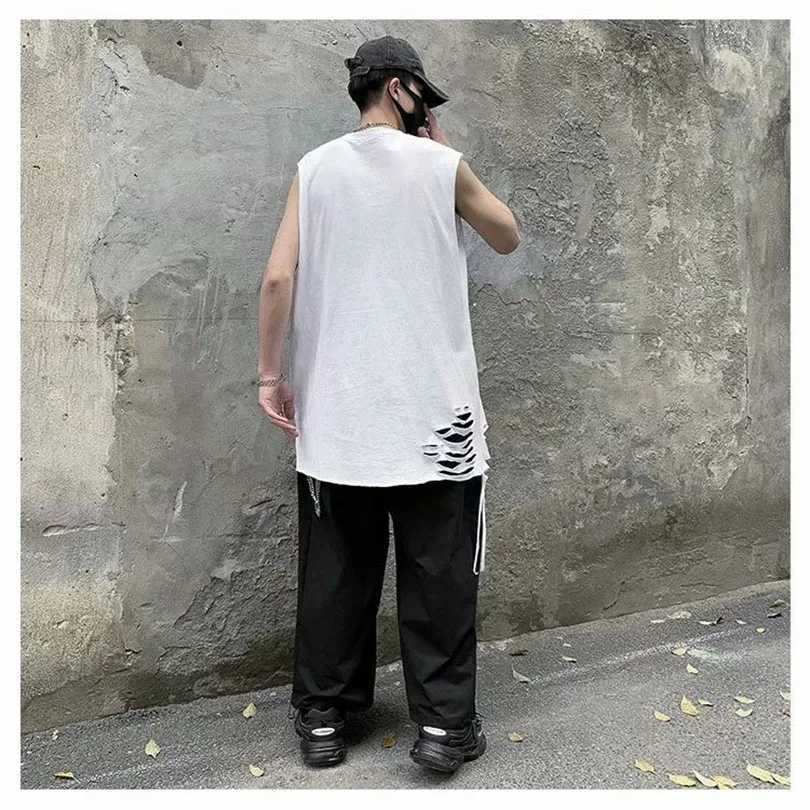 Summer Ripped Mens Tank Top Hole Sleeveless Shirt Men Braces T-Shirt Singlet Cotton Boys Tshirt 2025 Vintage Streetwear Z1T250318