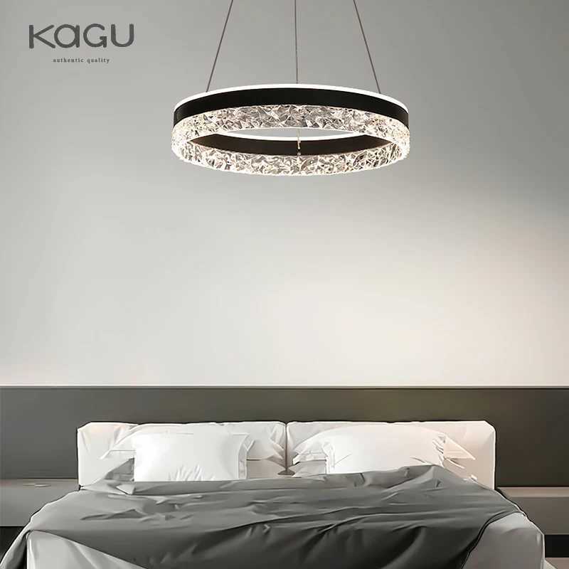 Minimalist Modern Led Chandelier Home Lighting Crystal Rings Ceiling Mounted Chandelier Lighting Hanging Lamp Black White Frame X250307