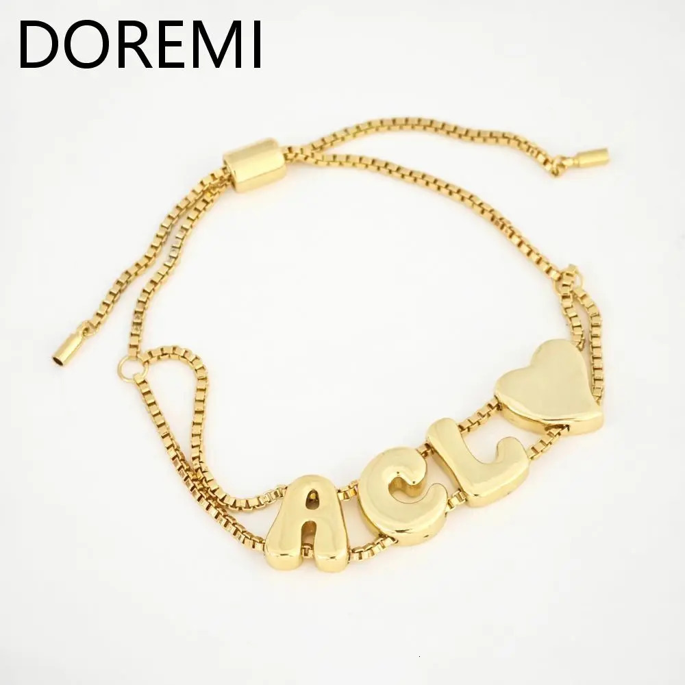 Doremi Customized Initial Letter Bracelet Adjustable Box Chain Womens Watch Bracelet DIY Name Bubble Letter Bracelet 250303