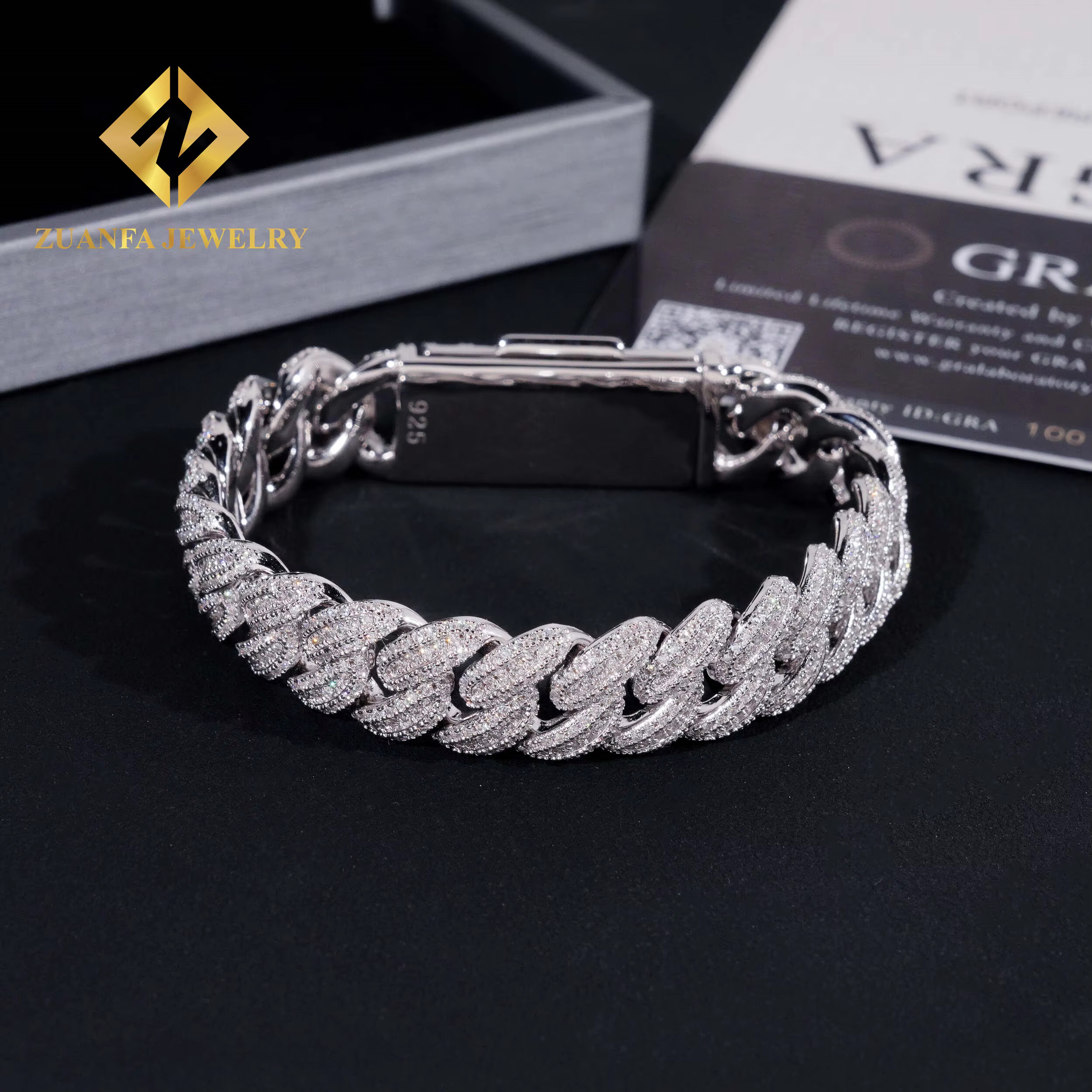 13MM VVS Iced Out Moissanite Pass Diamond Test 925 Silver Gold Plated Hip Hop Cuban Link Chain Necklace Fine Jewelry Men