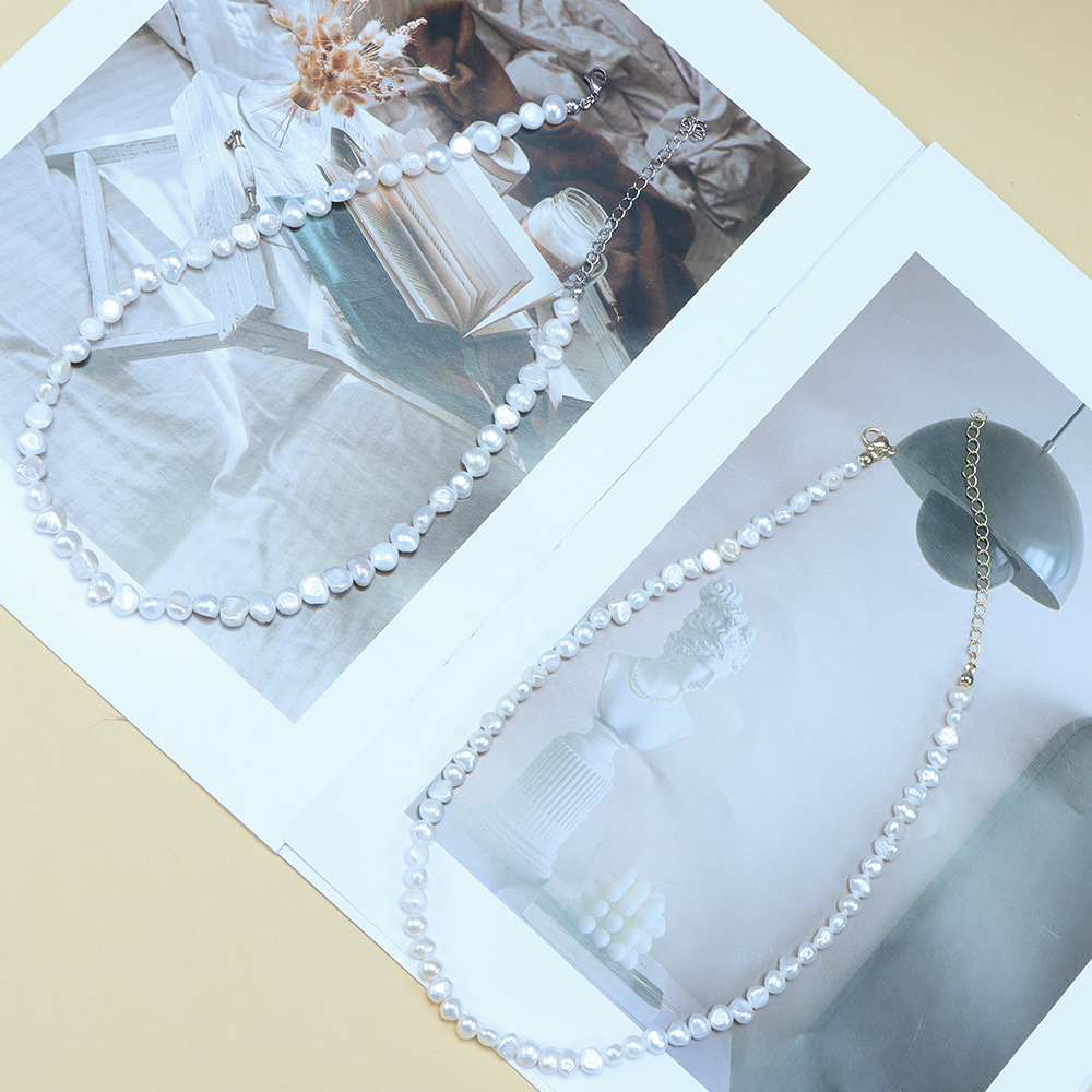 Irregular white pearl temperament elegant luxury versatile fashion classic trend atmospheric jewelry