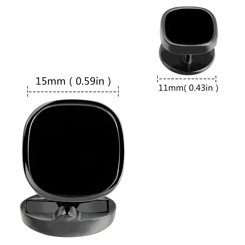 HAWSON Cufflinks and Studs for MenFashion Black Stone Cufflinks and tuxedo shirt Studs Set-Party for men Accessories Gift 250227