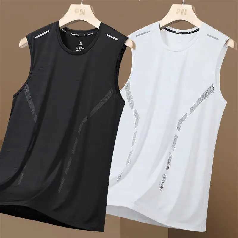 NEW Fitness Sports Tank Tops Men Gyms Workout Sleeveles Shirt Male Summer Loose Undershirt basketball Running men Ves 5XLT250318