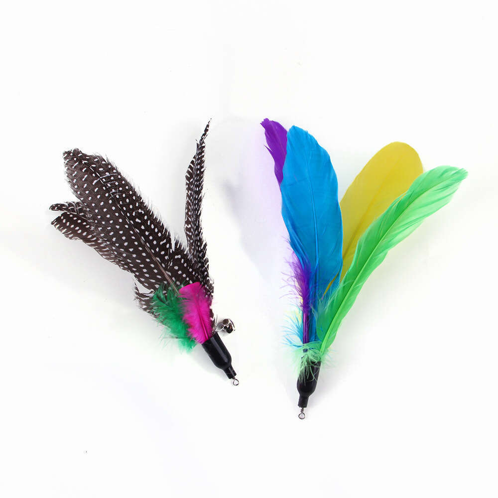 Interactive Cat Toy Set with Replaceable Feather Heads Caterpillar Wand and Scalable Fishing - Rod - Style Teasing Stick