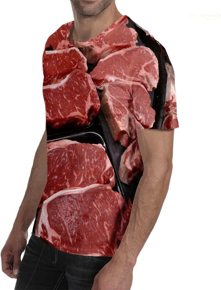 Mens T shirt Food Pattern Pure Cotton Creativity Men's T-Shirts Interesting 3D Printing Unisex T Shirt Moisture Wicking Comfort Tops tee Casual t