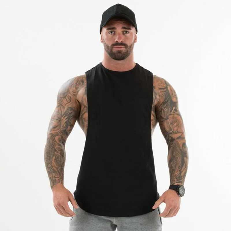 Plain Bodybuilding Clothing Fitness Mens Flow Cut Off T-shirts Dropped Armholes Gym Tank Tops Workout Sleeveless Vest TanktopT250318