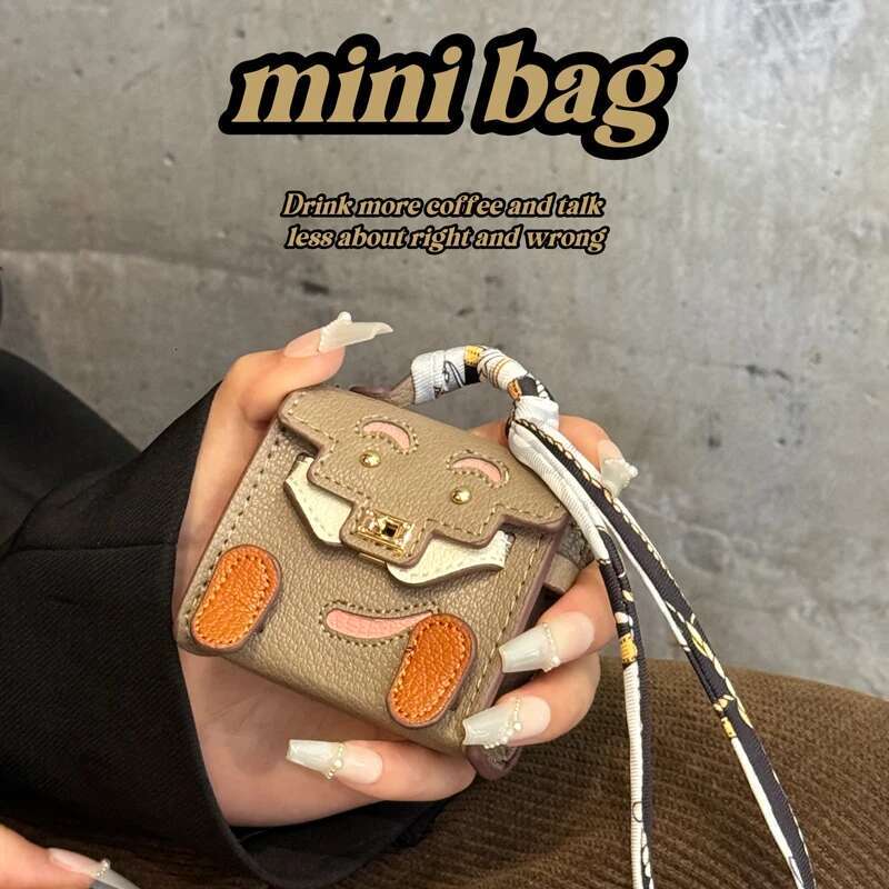 Mini Tiny PU Leather Handbag Decoration Pendant Bag 4 Pro 3 2 1 Samsung Galaxy Buds For Xiaomi Headphone Case