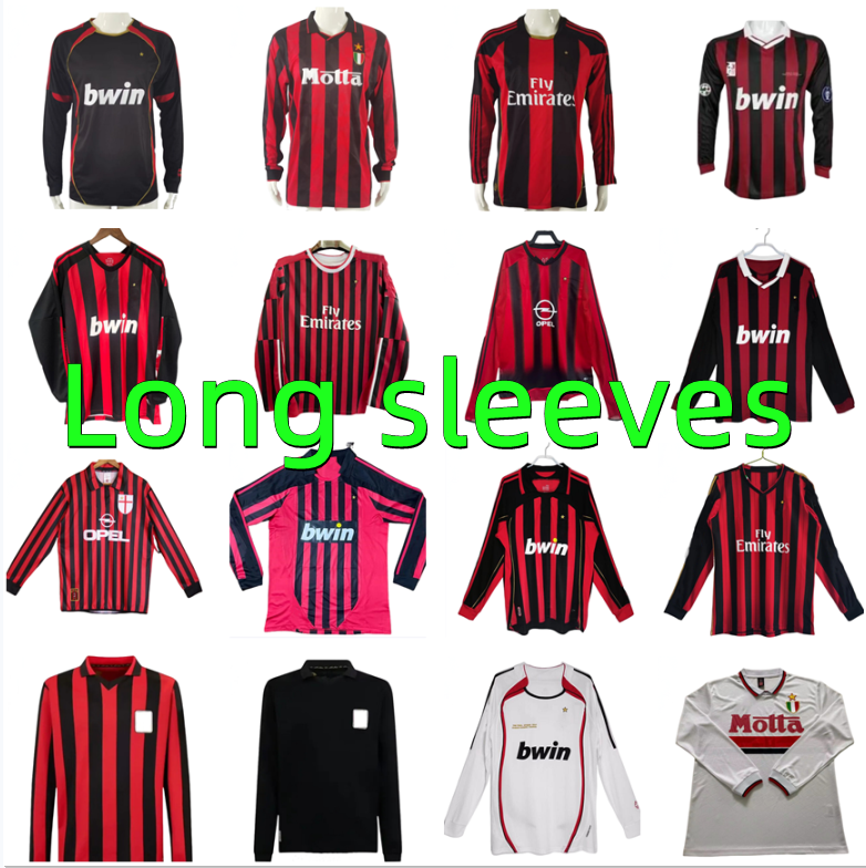 2009 2010 2013 2014 IBRAHIMOVIC KAKA retro soccer jerseys 06 07 08 09 10 11 13 14 15 milans Robinho El Shaarawy Shevchenko Balotelli vintage football shirt Long sleeves