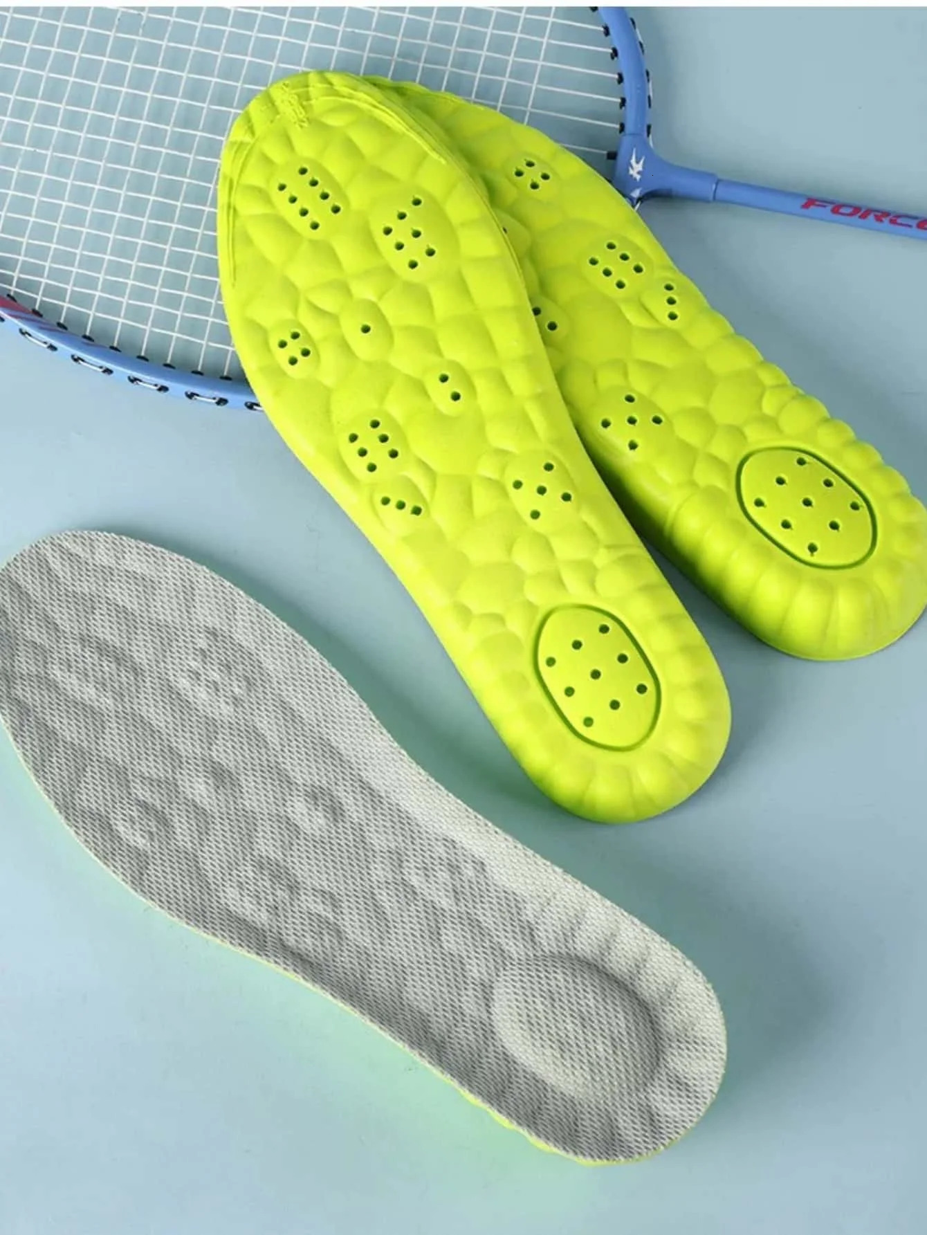 1 Pair Of Highly Flexible Latex Height Increasing Shock Absorbing Sports Insoles Breathable Long Time Standing 250306