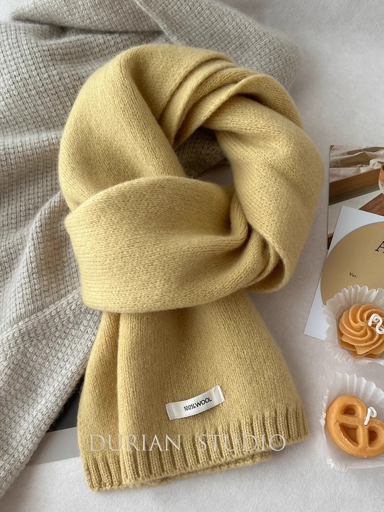 cashmere scarf new solid color versatile mens and womens winter warm knitted scarf241007