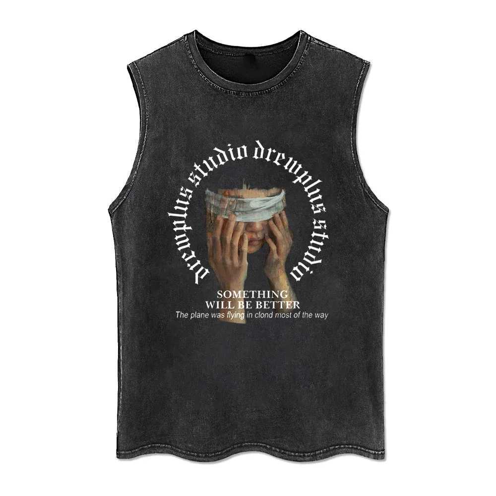 Summer Unisex Tank Tops Animal Printing Washed Tank Top Casual Sleeveless Tshirt Vintage Retro T-shirt Gothic Streetwear VestT250318