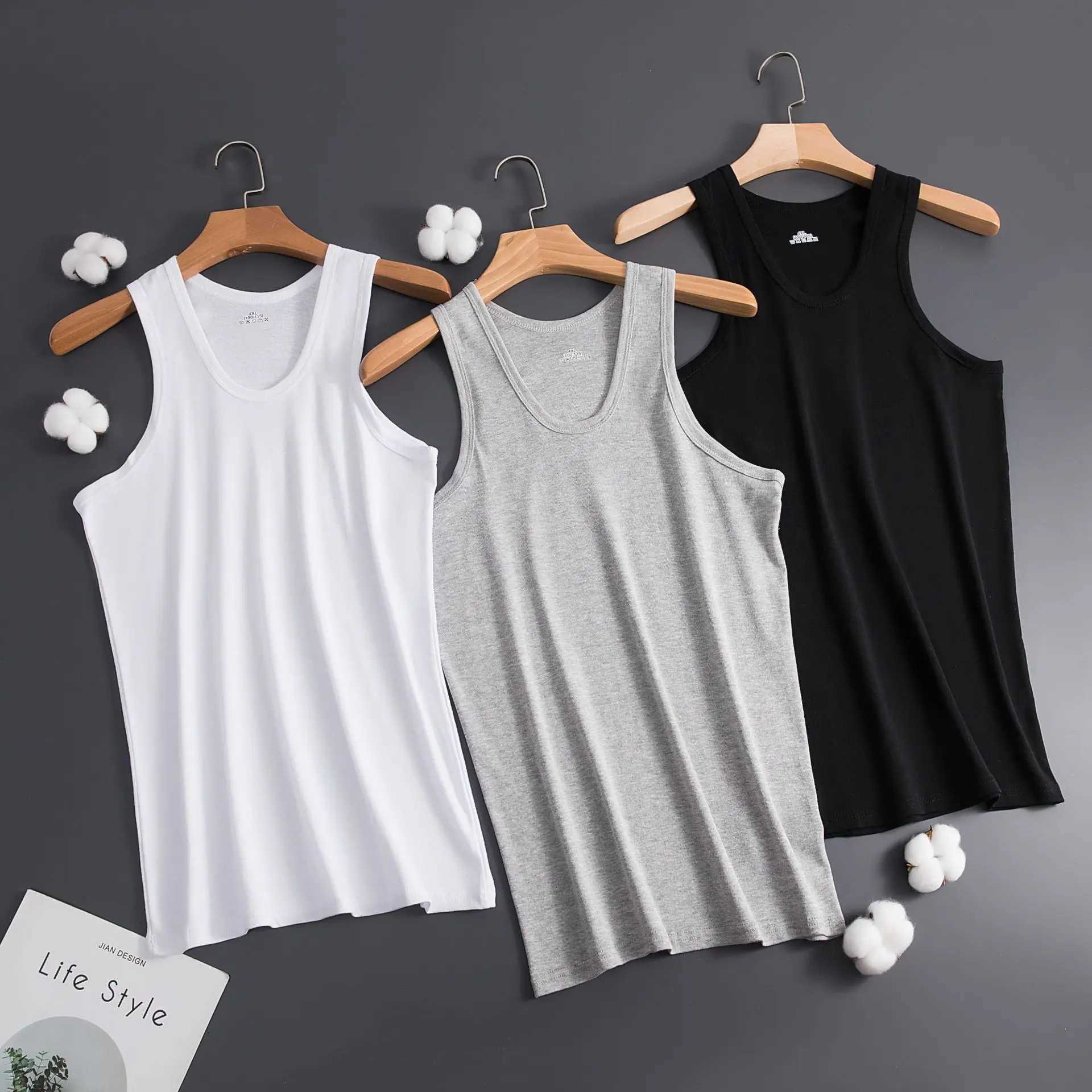 3Pcs Men Muscle Vests Cotton Mens Underwear Sleeveless Tank Top Solid Muscle Vest Undershirts Gymclothing Bodybuilding Tank TopsT250318