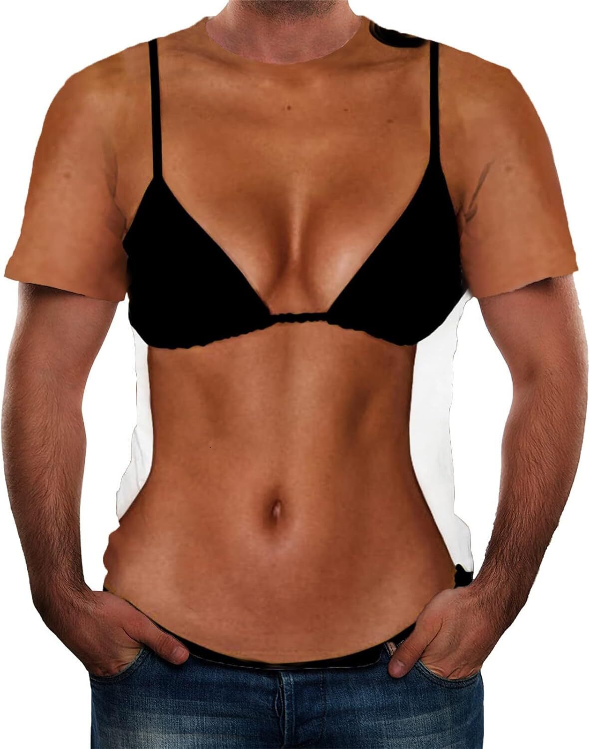Mens T shirt Men Fake Abs T-Shirt Funny Bikini Body Muscle 3D Graphics Summer Novelty Streetwear Tops tee Casual tops summer clothes