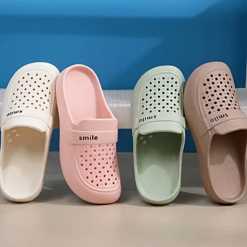 Baotou ladies black flat EVA non-slip outdoor wear summer half slipper croc shoes thick soles breathable everything