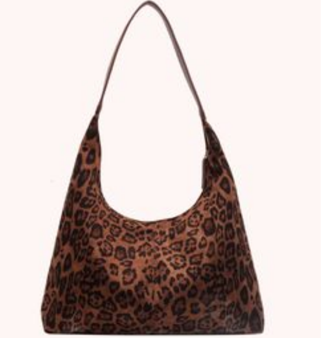 Women Cheetah Printed Tote Large Capacity Suede Leopard Print Handbag Vintage Shoulder Female Commute Bag