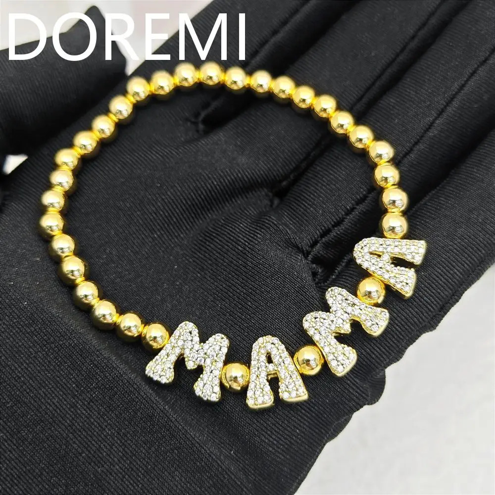 DOREMI Brass Letters Beads Bracelet Custom Jewelry Gift Friendship Bracelets Beads Personalized Initial Bubble Letter Bracelet 250303
