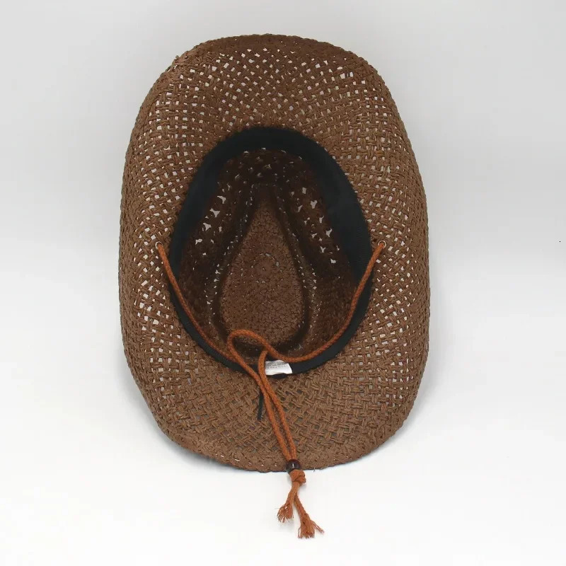 Vintage Western Cowboy Sun Hat Men Women Straw Hat Outdoor Travel Ethnic Style Gift UV Protection Cap Chapeau Beach Hat 250328