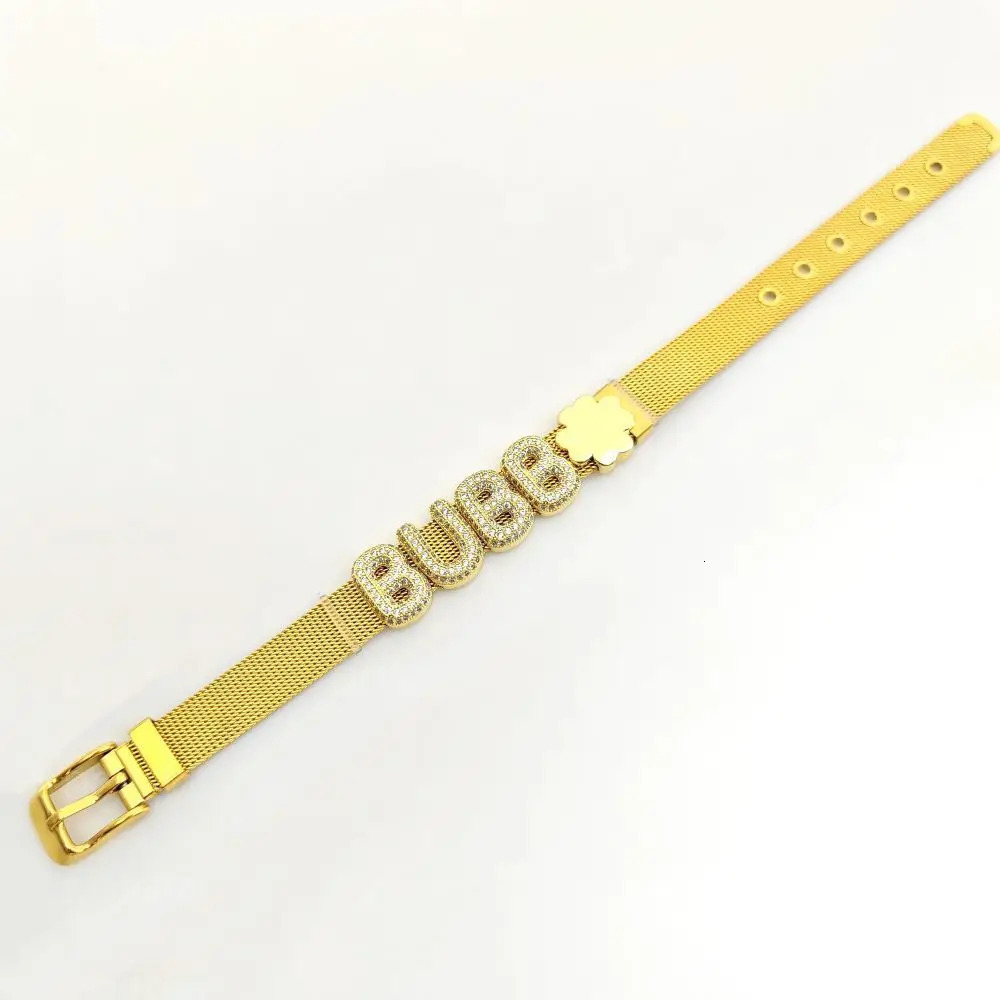 Doremi Customized Initial Letter Bracelet Adjustable Box Chain Womens Watch Bracelet DIY Name Bubble Letter Bracelet 250303