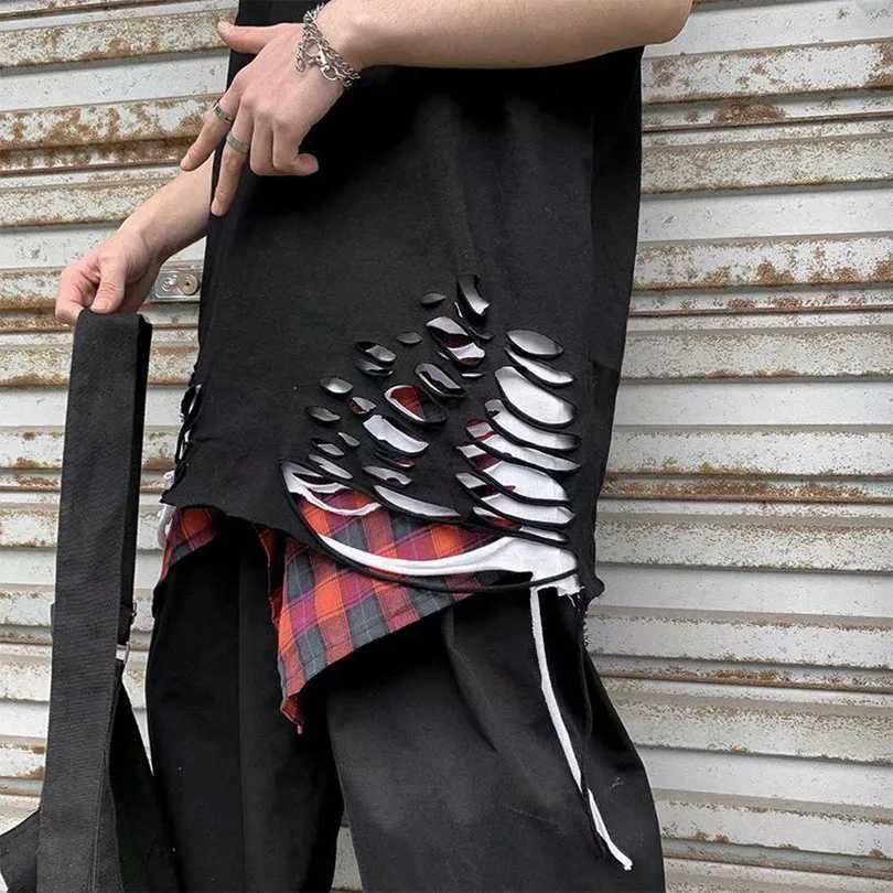 Summer Ripped Mens Tank Top Hole Sleeveless Shirt Men Braces T-Shirt Singlet Cotton Boys Tshirt 2025 Vintage Streetwear Z1T250318