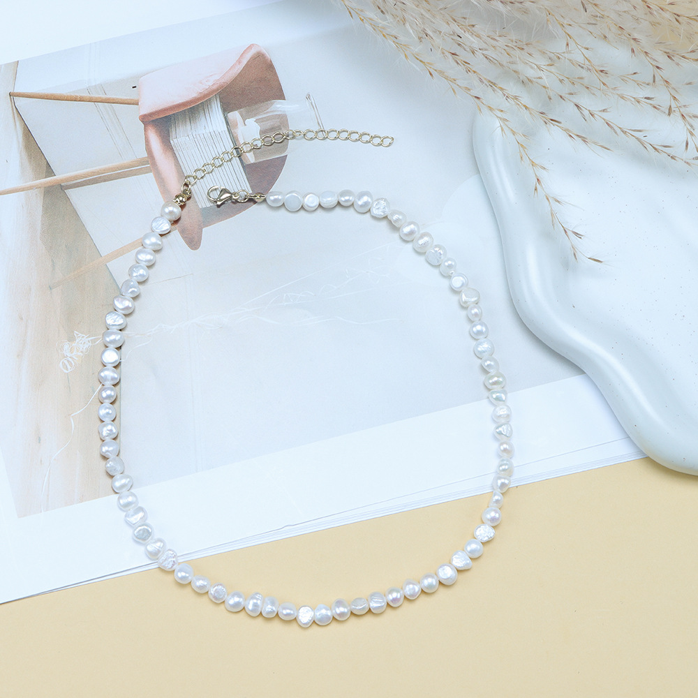 Irregular white pearl temperament elegant luxury versatile fashion classic trend atmospheric jewelry