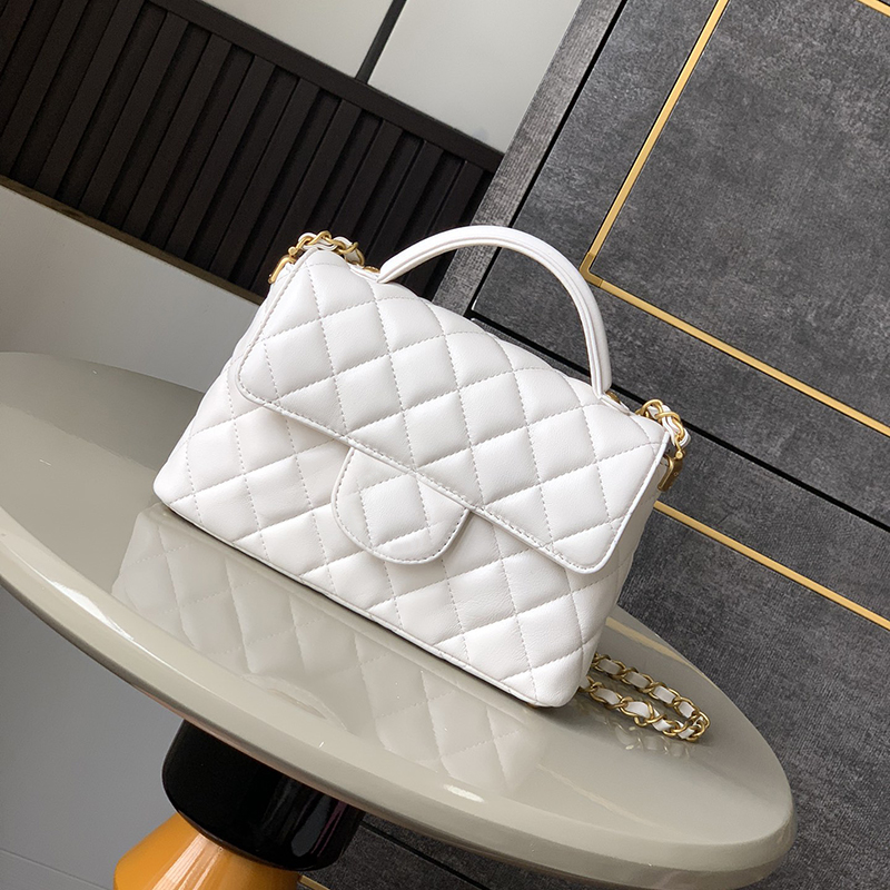 Elegant Women's Lambskin Leather Flap Bag with Chain Strap - Compact Crossbody (22 cm) C303