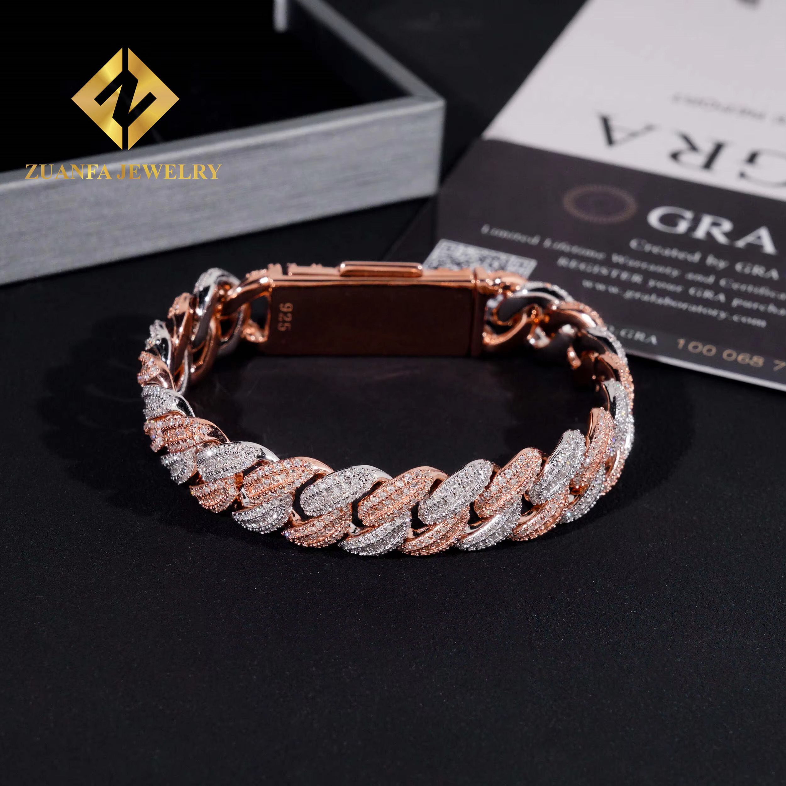 13MM VVS Iced Out Moissanite Pass Diamond Test 925 Silver Gold Plated Hip Hop Cuban Link Chain Necklace Fine Jewelry Men