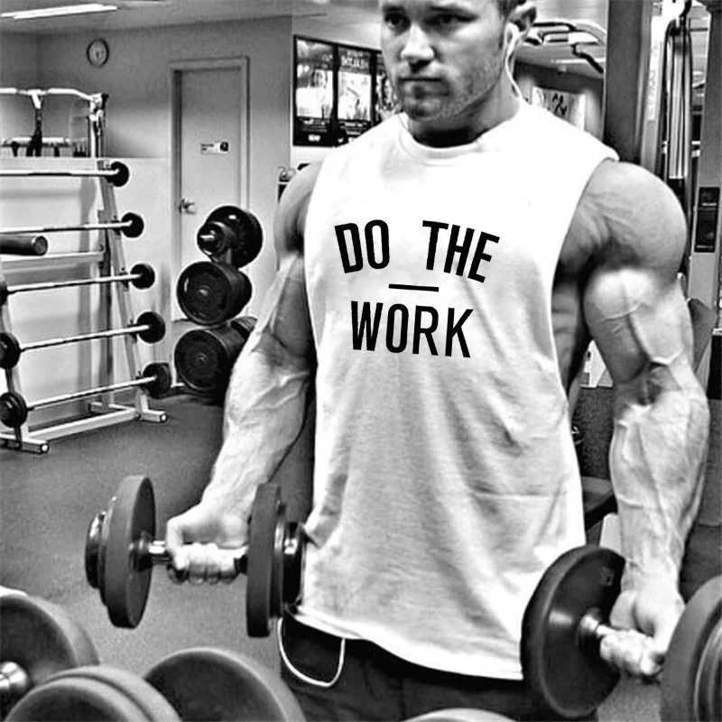 New Brand mens sleeveless shirts Do The Work Summer Cotton Men Tank Tops gyms Clothing Bodybuilding shirt Fitness topsT250318