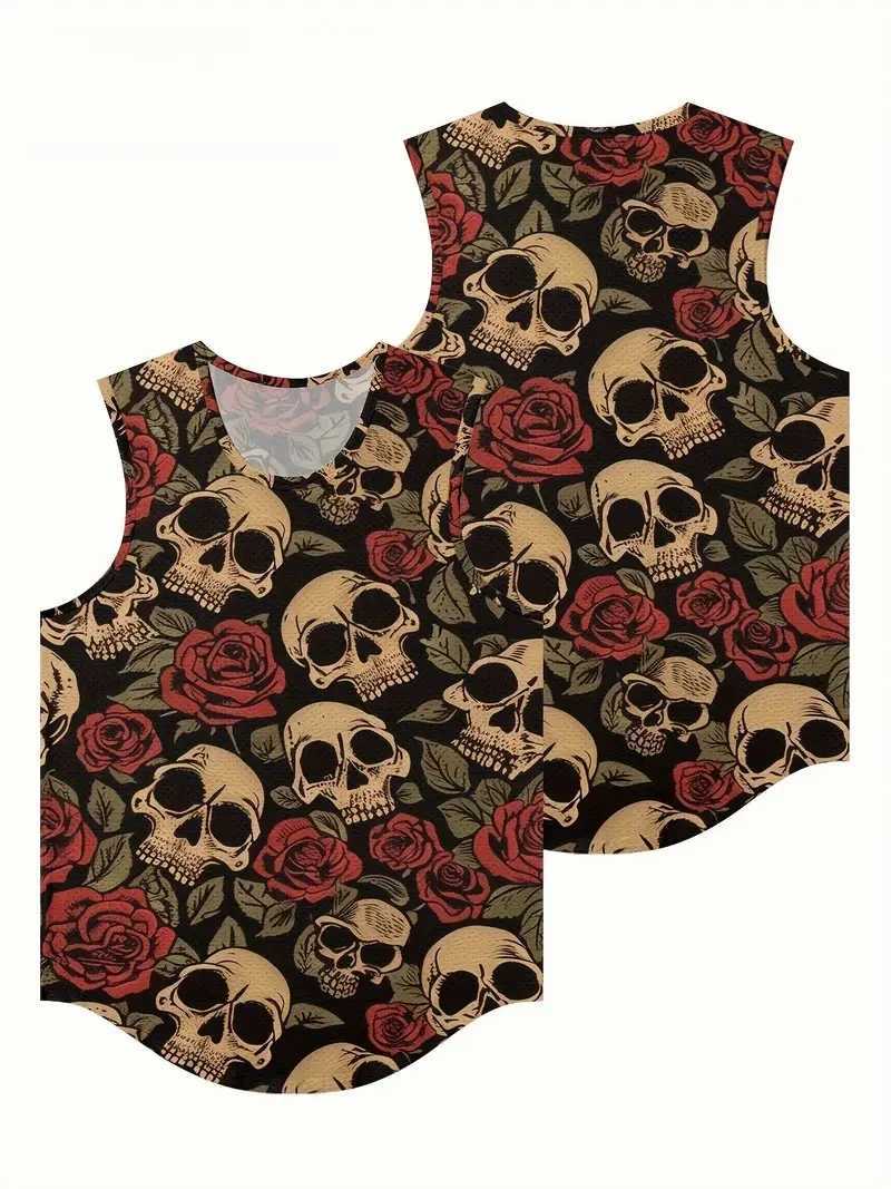 Hot Sale Mens Flat Shoulder Tank TopAbstract Exaggerated 3D PrintSummer Mens Fitness Tank TopQuick Dry Sleeveless T ShirtT250318