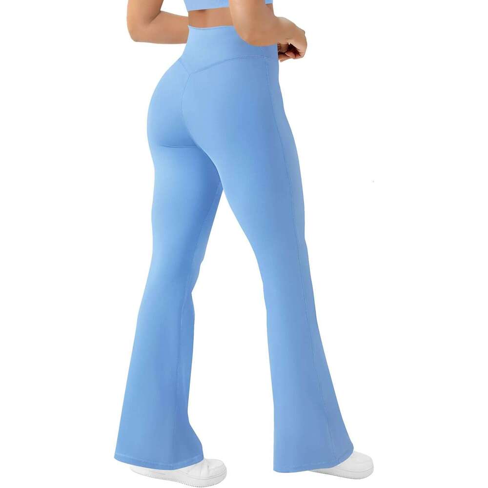 2025 New Arrivals Women's Yoga Boot Shaped Bottom Flared High Waisted Fitness Pants, Mocha mousse And Abdominal Compression Pants KLMY