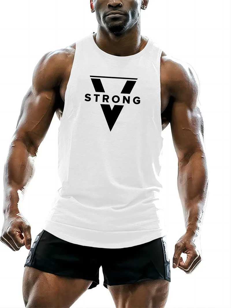 Simple Geometric Triangle Pattern Mens Tank Tops Fashion Gym T-shirt Man Summer Comfortable Breathable Sports Tees Fitness VestT250318