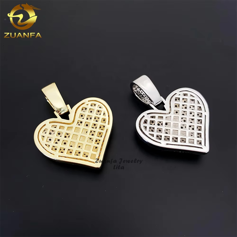 High Quality Fashion Vvs Moissanite Silver 925 Heart Shaped Broken Heart Mens Diamond Pendant
