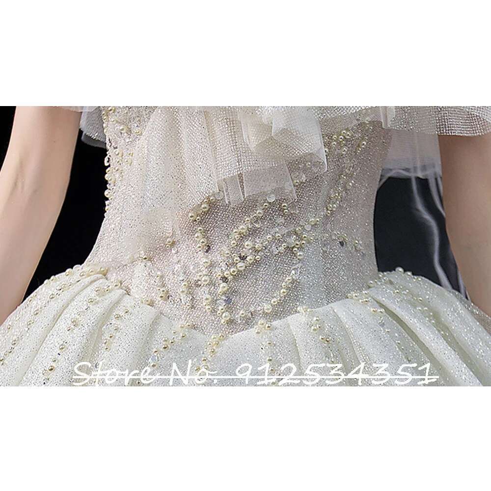 Beading beads of mariee robe backless shiny hochzeitskleid wedding dresses neck dress
